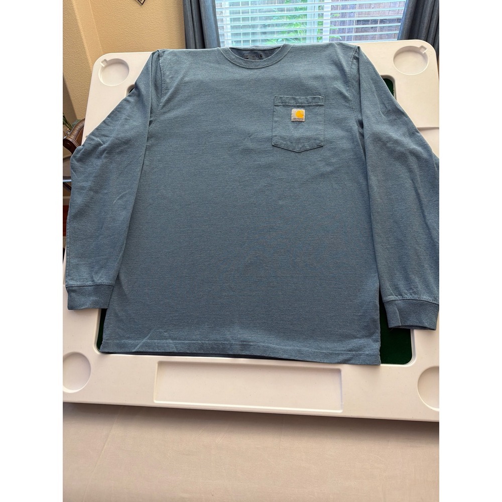 Carhartt Mens Loose Fit Long Sleeve Pocket T-Shirt Blue L Tall TK0126-M